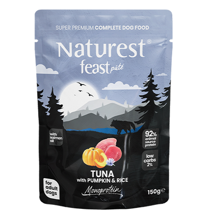 Naturest feast pate монопротеинов пауч за кучета с риба тон, тиква и ориз 150гр
