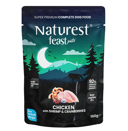 Naturest feast pate  пауч за кучета с пиле, скариди и червени боровинки 150гр