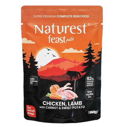 Naturest feast pate пауч за кучета с пиле, агне, моркови и сладки картофи 150гр