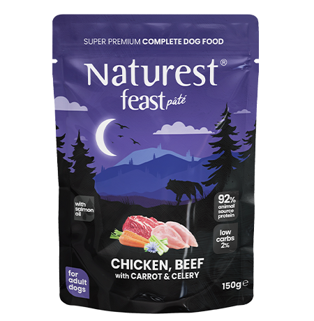 Naturest feast pate пауч за кучета с пиле, телешко, моркови и целина 150гр