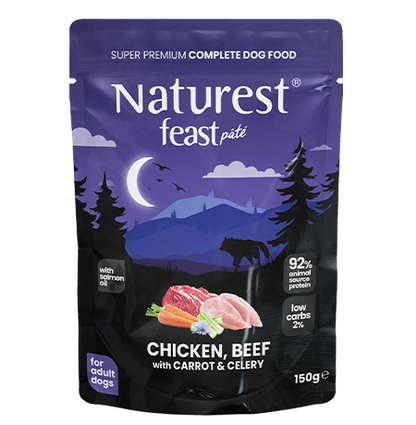 Naturest feast pate пауч за кучета с пиле, телешко, моркови и целина 150гр