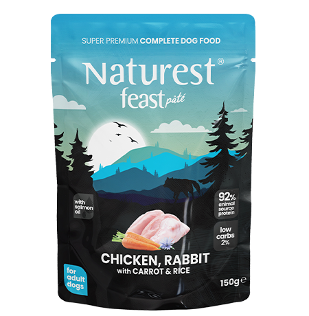 Naturest feast pate пауч за кучета с пиле, заек, морков и ориз 150гр