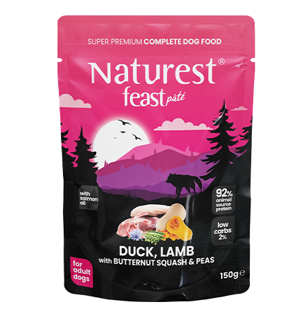 Naturest feast pate пауч за кучета с патешко, агне, тиква и грах 150гр