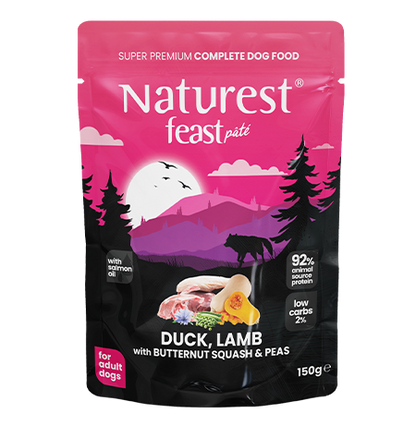 Naturest feast pate пауч за кучета с патешко, агне, тиква и грах 150гр