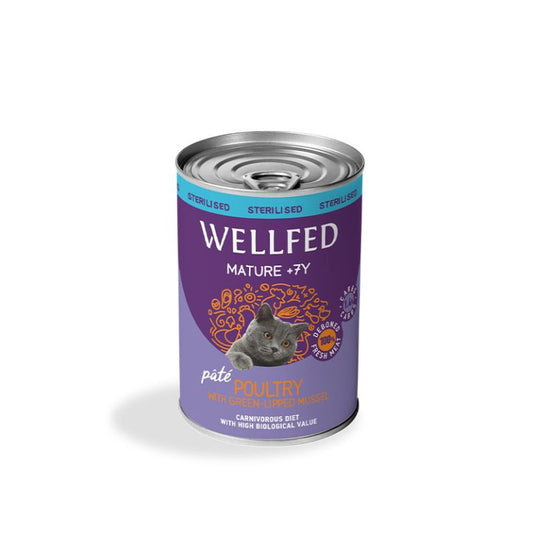WELLFED пастет за кастрирани котки 7+години с пиле и зеленоуста мида 400гр