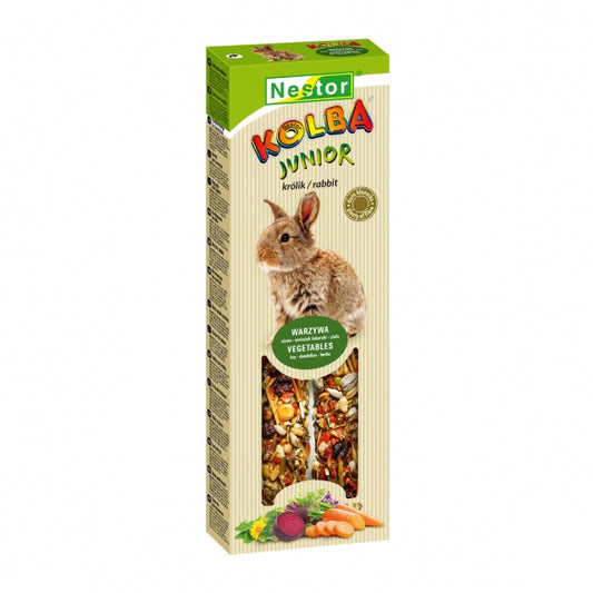 Пръчица за бебета зайци със зеленчуци, сено, глухарче и билки