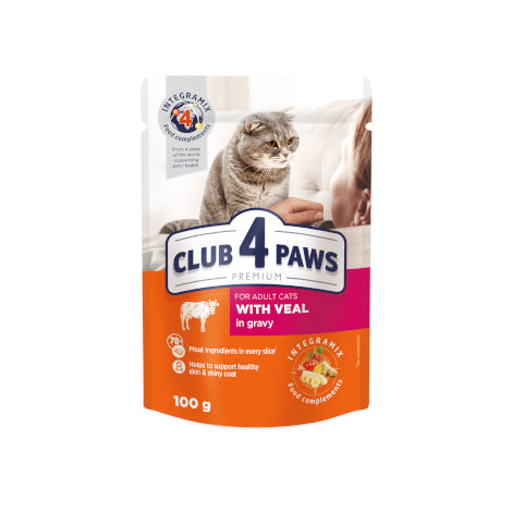 Club 4 Paws пауч за котка с телешко в сос 100гр