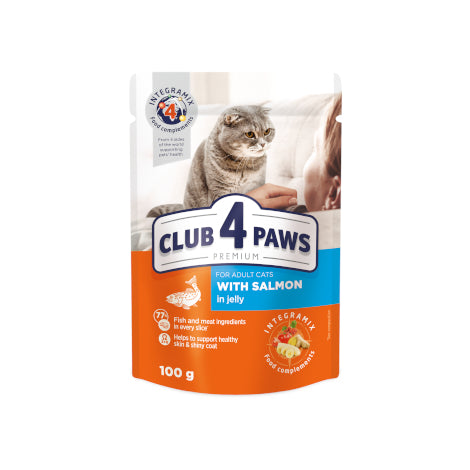 Club 4 Paws пауч за котка със Сьомга в желе 100гр