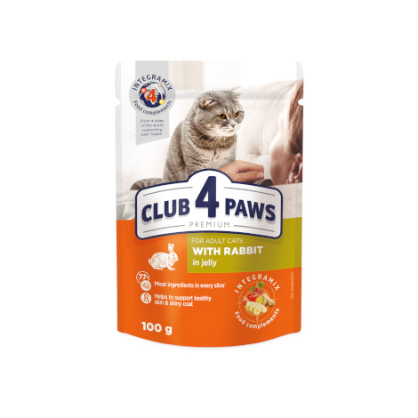 Club 4 Paws пауч за котка със заек в желе 100гр