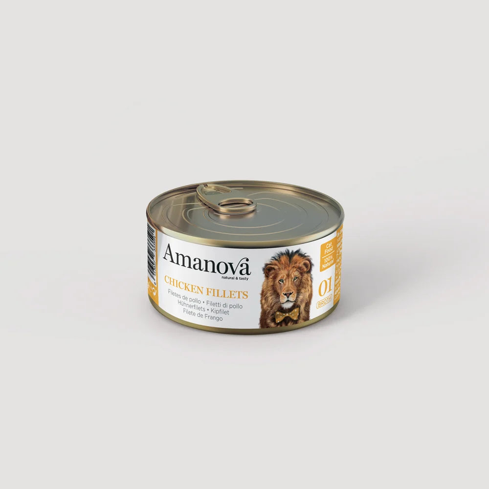 Amanova консерва за котки с пилешки филенца в бульон 70гр