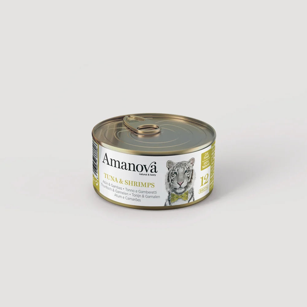 Amanova консерва за котки с риба тон и скариди в бульон 70гр