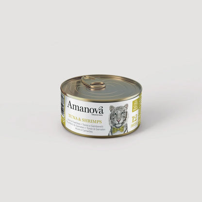 Amanova консерва за котки с риба тон и скариди в бульон 70гр
