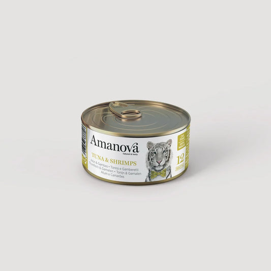 Amanova консерва за котки с риба тон и скариди в бульон 70гр