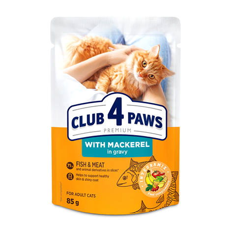 Club 4 Paws пауч за котка със скумрия в сос 85гр