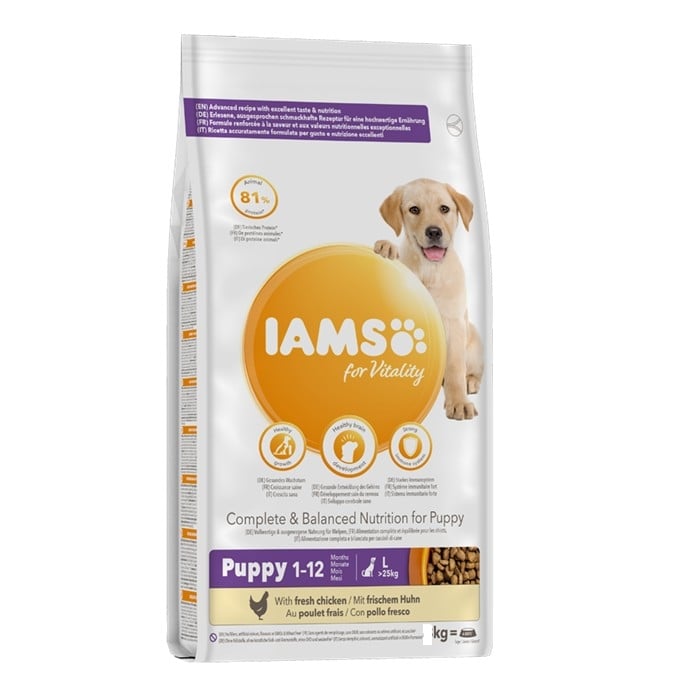 Iams за бебета кученца от големи породи с пиле