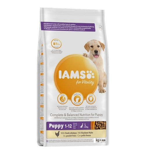 Iams за бебета кученца от големи породи с пиле
