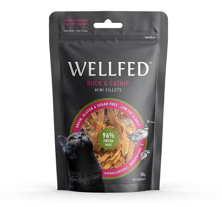 Wellfed лакомство за котки с патица и котешка мента 50гр