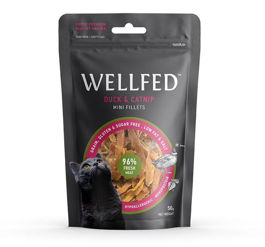 Wellfed лакомство за котки с патица и котешка мента 50гр