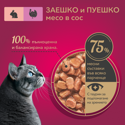 My LOVE пауч за котки в сос със заек и пуйка 85гр