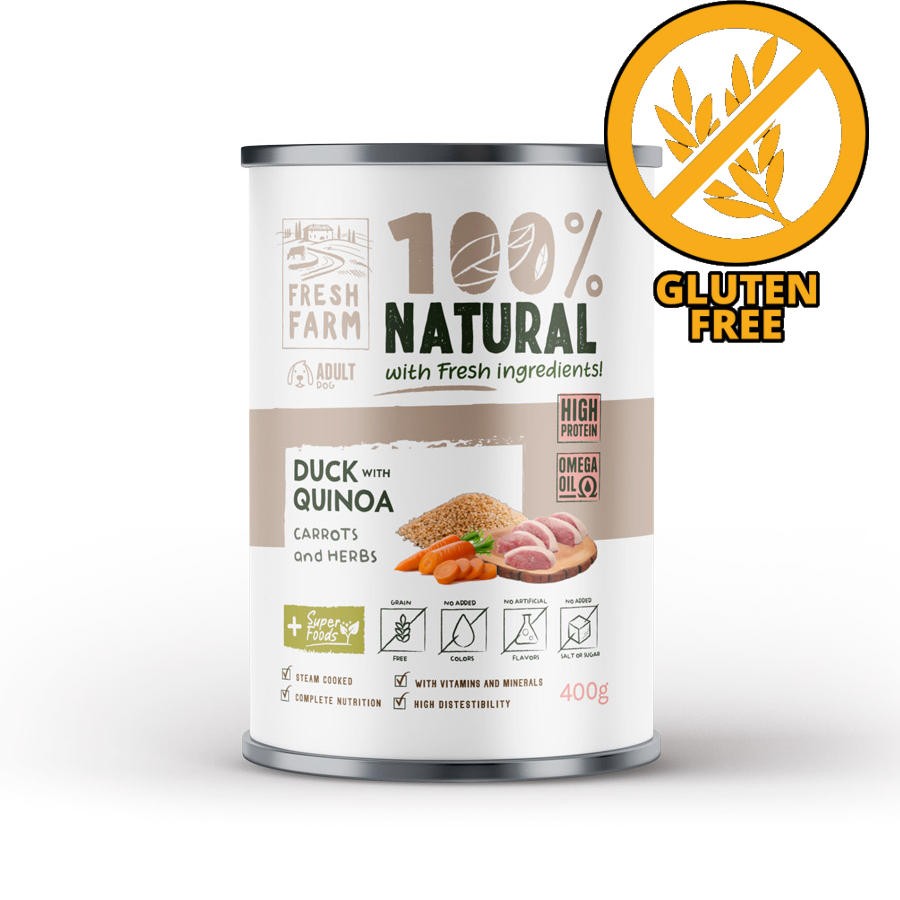ФРЕШ ФАРМ куче терин Патица, киноа, моркови и билки 400гр