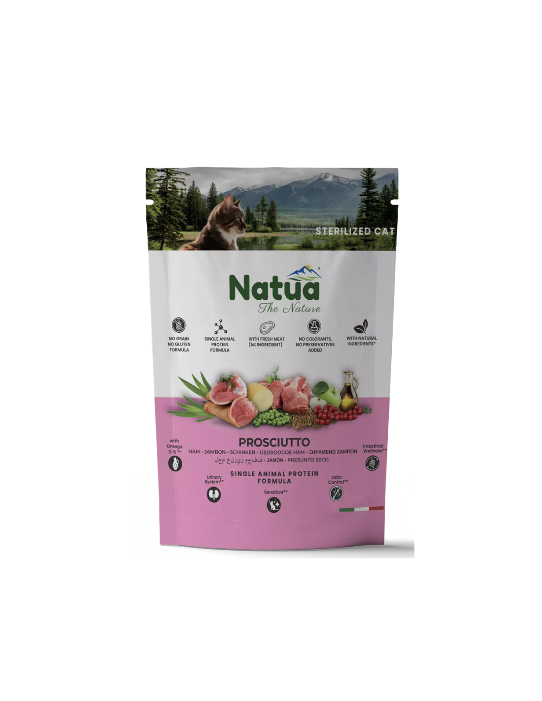 Natua суха храна кастрирани котки прошуто