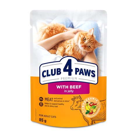 Club 4 Paws пауч за котка с говеждо в желе 85гр