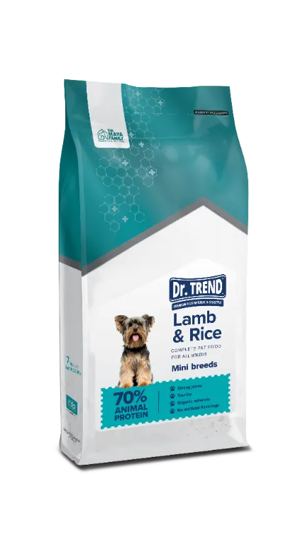 DR. TREND ADULT SMALL BREED LAMB 7 KG – Храна за дребна порода кучета с агнешко и ориз