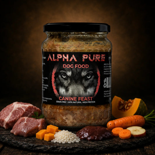 Буркан Alpha pure за възрастни кучета със свинско 500гр