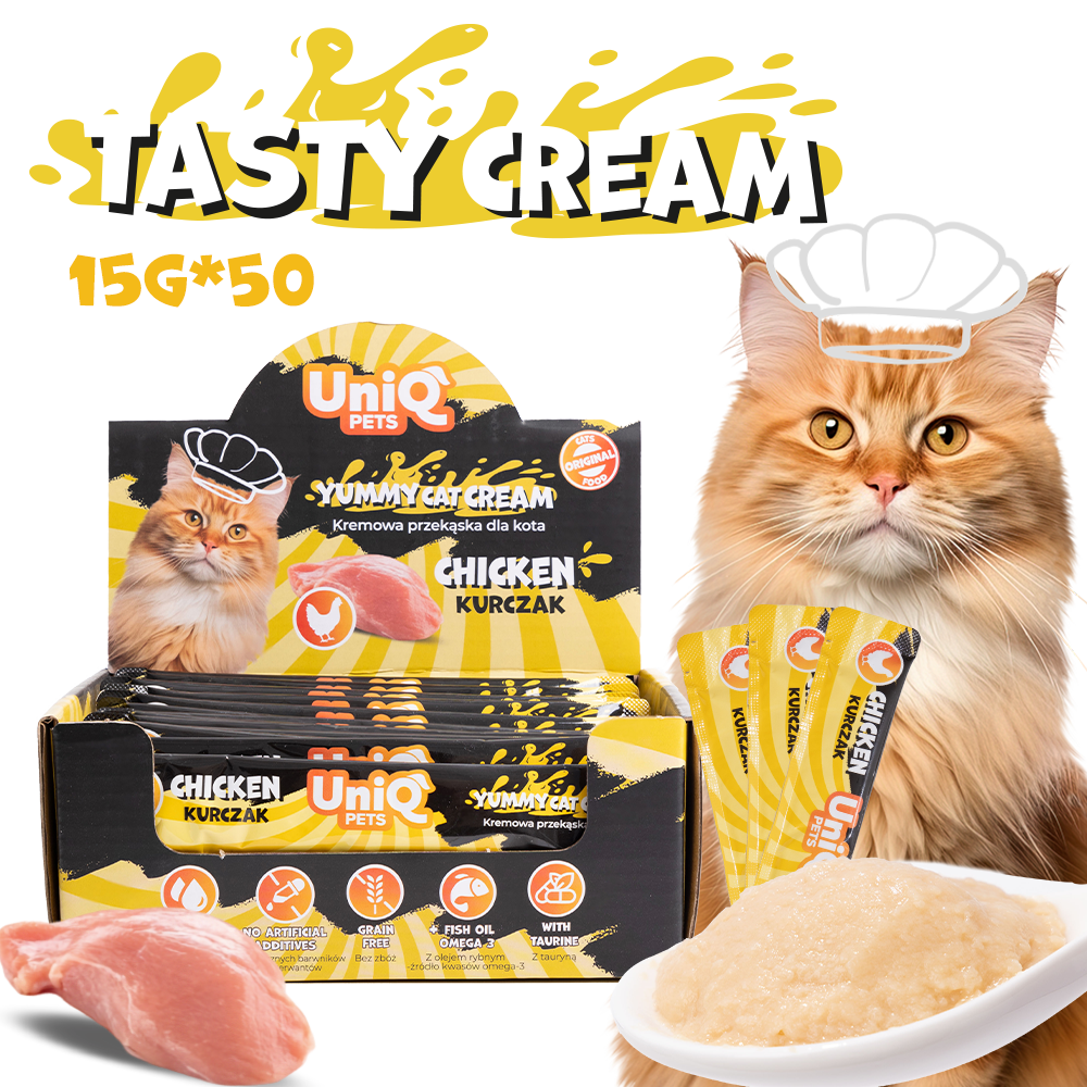 UNIQ PETS кремообразно лакомство за котки с пилешко 15гр х 50бр
