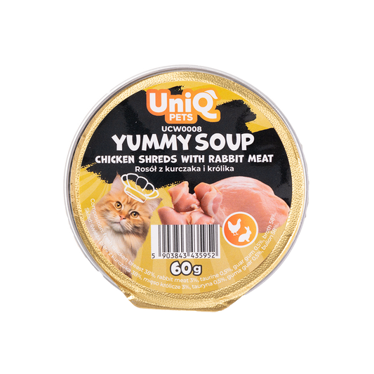 UNIQ PETS супа за котки с пиле и заешко 60г