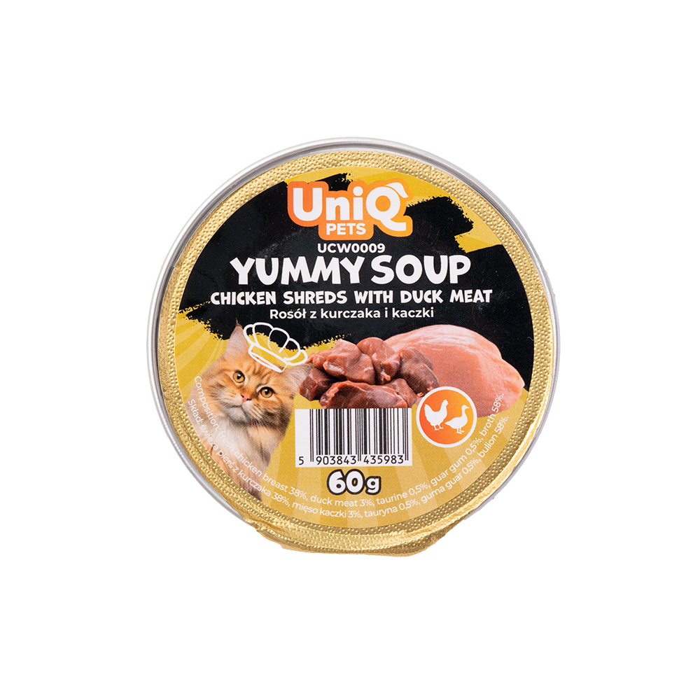 UNIQ PETS супа за котки с пиле и патешко 60г