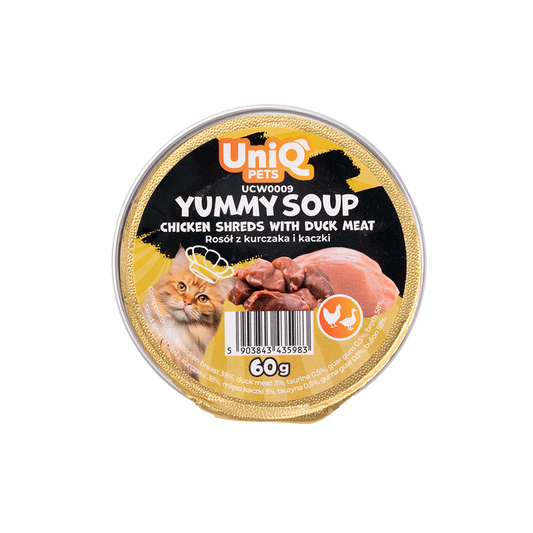 UNIQ PETS супа за котки с пиле и патешко 60г