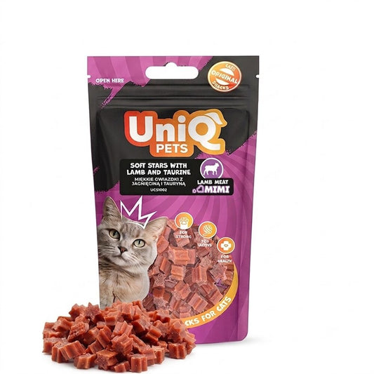 UNIQ PETS лакомство звездички за котки с агнешко и таурин 80бр
