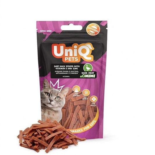 UNIQ PETS лакомство меки ленти за котки с патешко за кожа и козина 50бр
