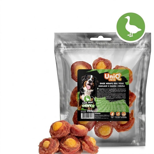 UNIQ PETS меки лакомства с патешко и яйчен жълтък 250гр