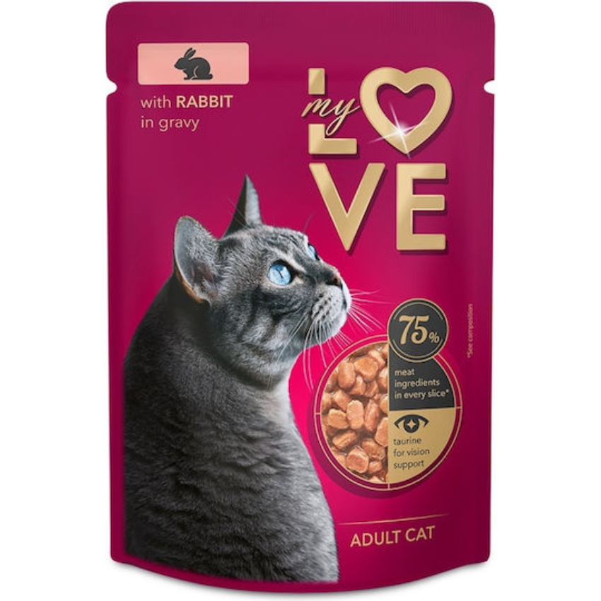 My LOVE пауч за котки в сос със заек 85гр