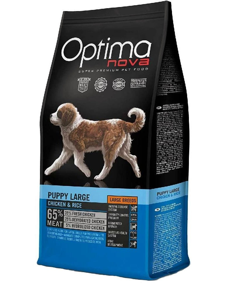 Optima Nova- храна за бебета кученца от големи породи с пилешко и ориз