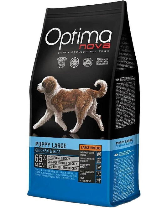 Optima Nova- храна за бебета кученца от големи породи с пилешко и ориз