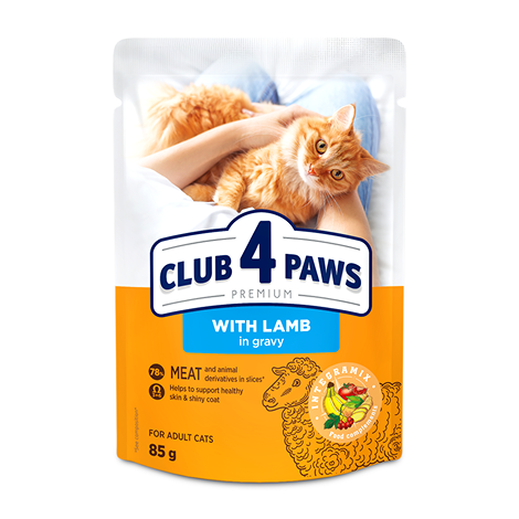Club 4 Paws пауч за котка с агне в сос 85гр