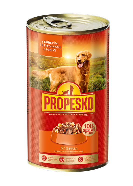 PROPESKO консерва за куче с пиле, дроб и морков 1240гр