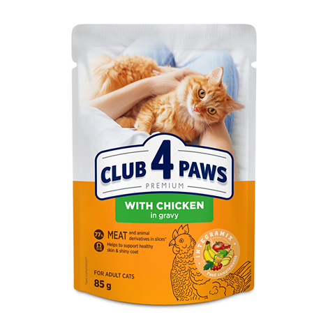 Club 4 Paws пауч за котка с пиле в сос 85гр
