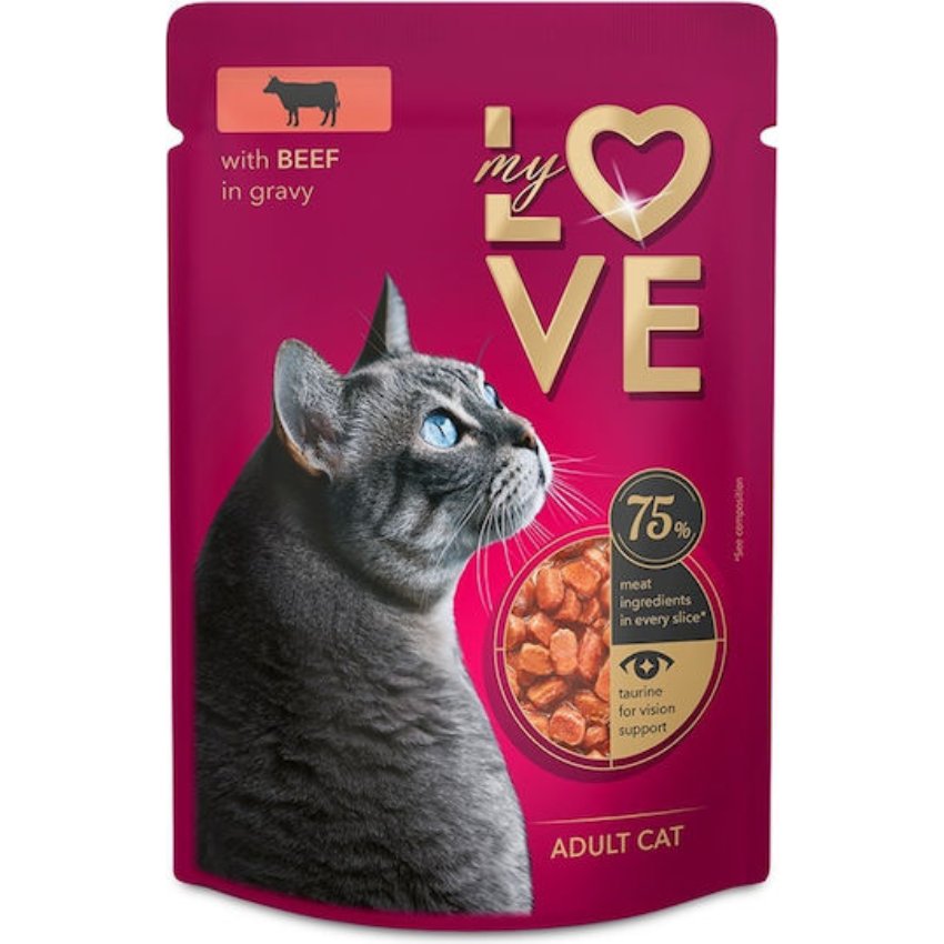 My LOVE пауч за котки в сос с говеждо 85гр