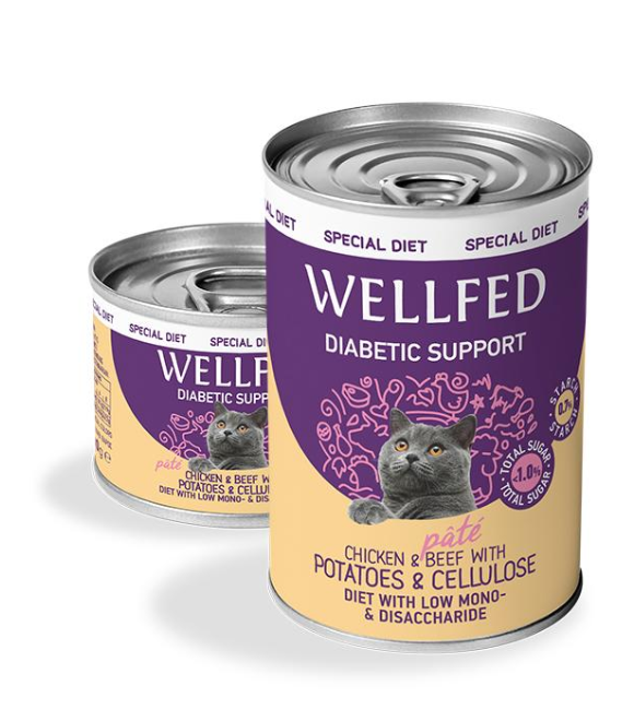 WELLFED пастет DIABETIC SUPPORT с пиле, говеждо, картофи и целулоза