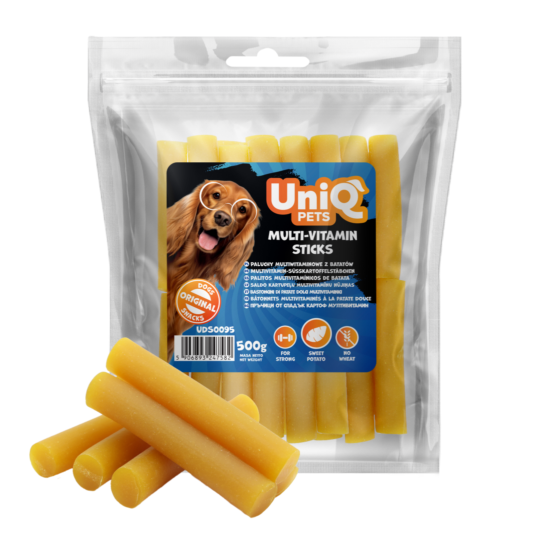 UNIQ PETS мултивитаминни стикове със сладък картоф 10см 500гр
