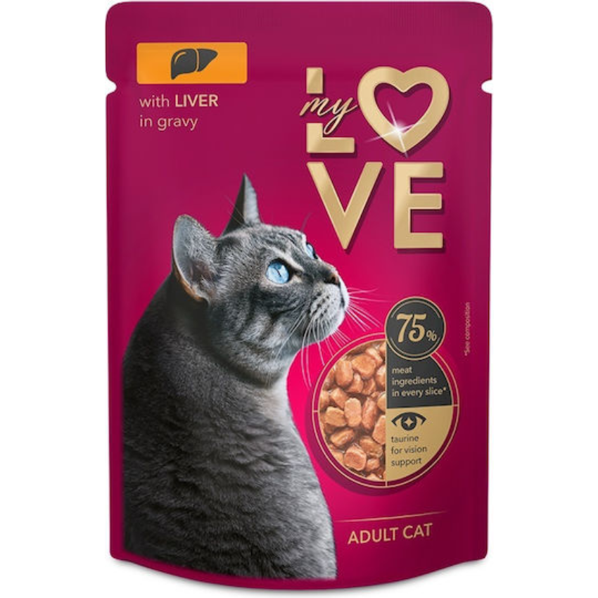 My LOVE пауч за котки в сос с дроб 85гр