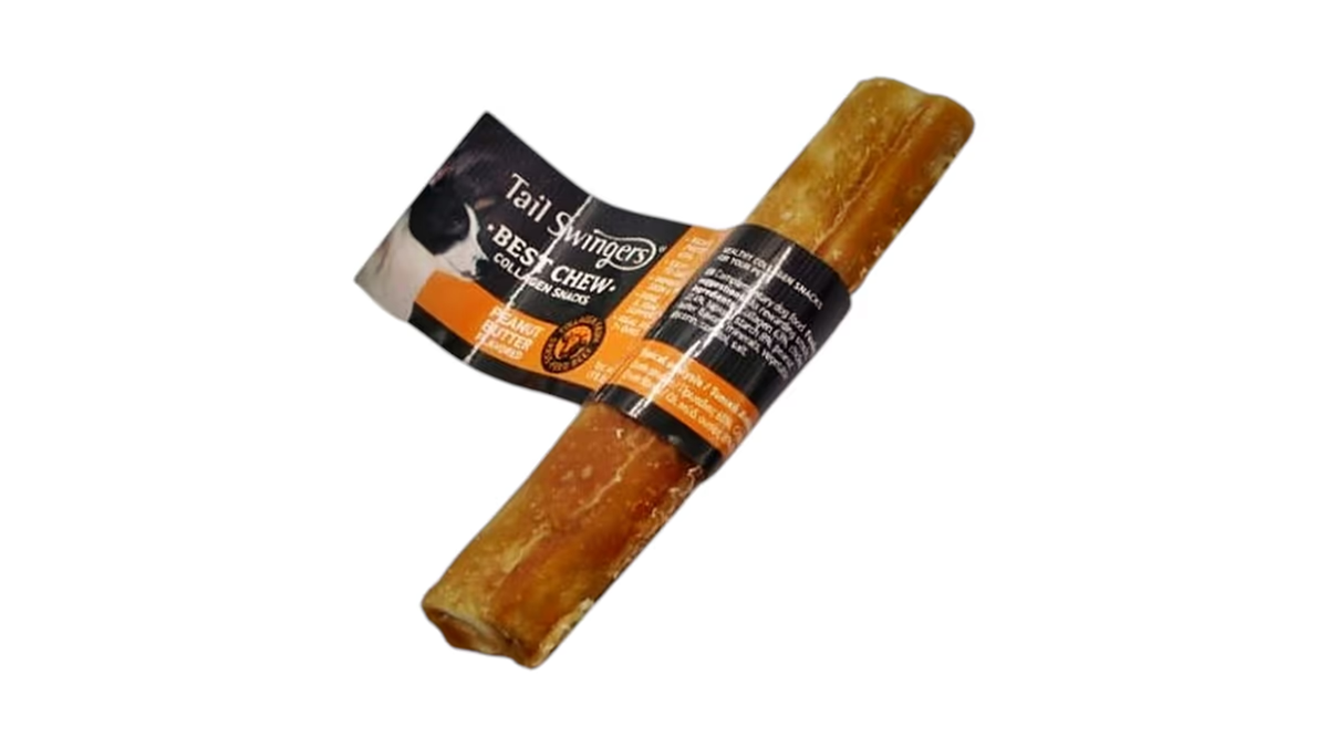 Tail Swingers колагеново лакомство с пиле,BBQ и фъстъчено масло за куче 24,5см/100гр