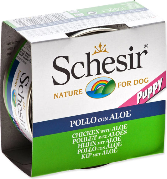 SCHESIR консерва за бебета кученца с пиле и алое вера в желе 150гр