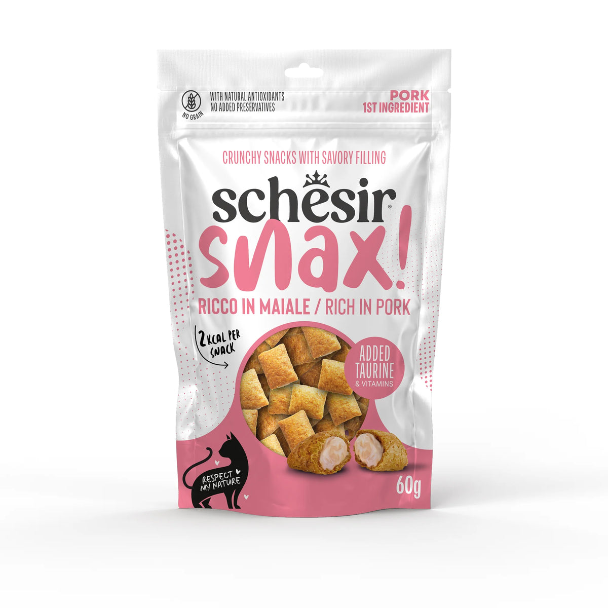 Schesir snax лакомство за котки със свинско 60гр