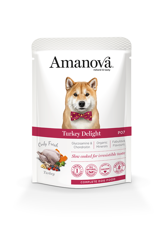 Amanova пауч за кучета с пуйка 300гр