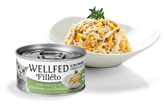WELLFED филенца за котка с пиле и чедър 70гр